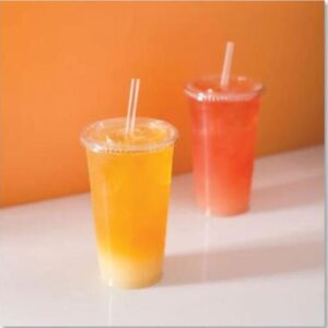 Vaso Transparente Pet Cristalino 32 oz  107mm 300 con Tapa Plana para Popote