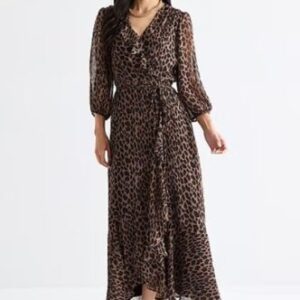 Vestido largo manga 3/4  estampado animal de Melonie T para mujer