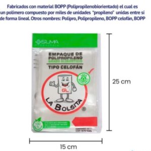Bolsa Transparente Tipo Celofan 15x25cm 50/100 La Bolsita