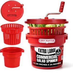 Secador y centrifugadora de ensaladas comercial Chef Master de 5 galones  Centrifugadora manual de lechugas y lavadora de frutas con colador