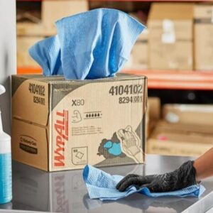 WypAll® Toallas Limpiadoras X80 Uso Pesado  Caja Despachadora11 1/8"x16 13/16" azul, alta resistencia160/caja