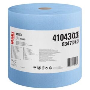 WypAll® Toallas Limpiadoras 41043 X80 12 1/4"x 2 1/2" azul, Rojo o Blanco de alta resistencia 475/rollo